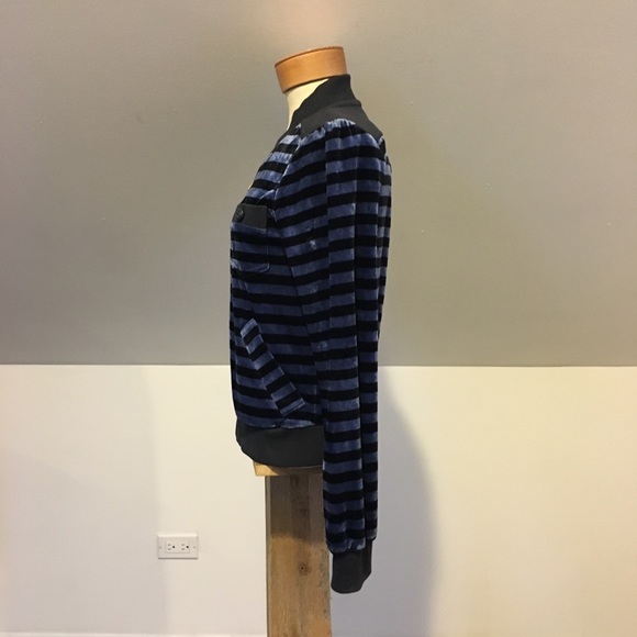 Marc Jacobs Striped Velvet Bomber Jacket - Picture 2 of 8